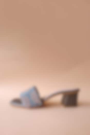 Grey Embellished Block Heels by Tic Tac Toe