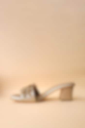 Gold Embellished Shimmer Block Heels by Tic Tac Toe
