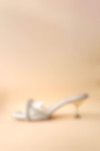 Silver Embellished Shimmer Block Heels by Tic Tac Toe