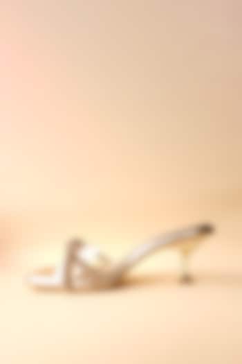 Rose Gold Embellished Shimmer Block Heels by Tic Tac Toe