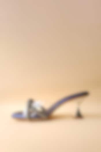Gunmetal Embellished Shimmer Block Heels by Tic Tac Toe