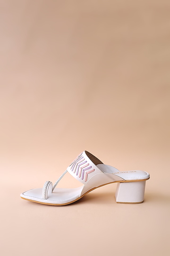 White Embroidered Kolhapuri by Tic Tac Toe at Pernia's Pop Up Shop