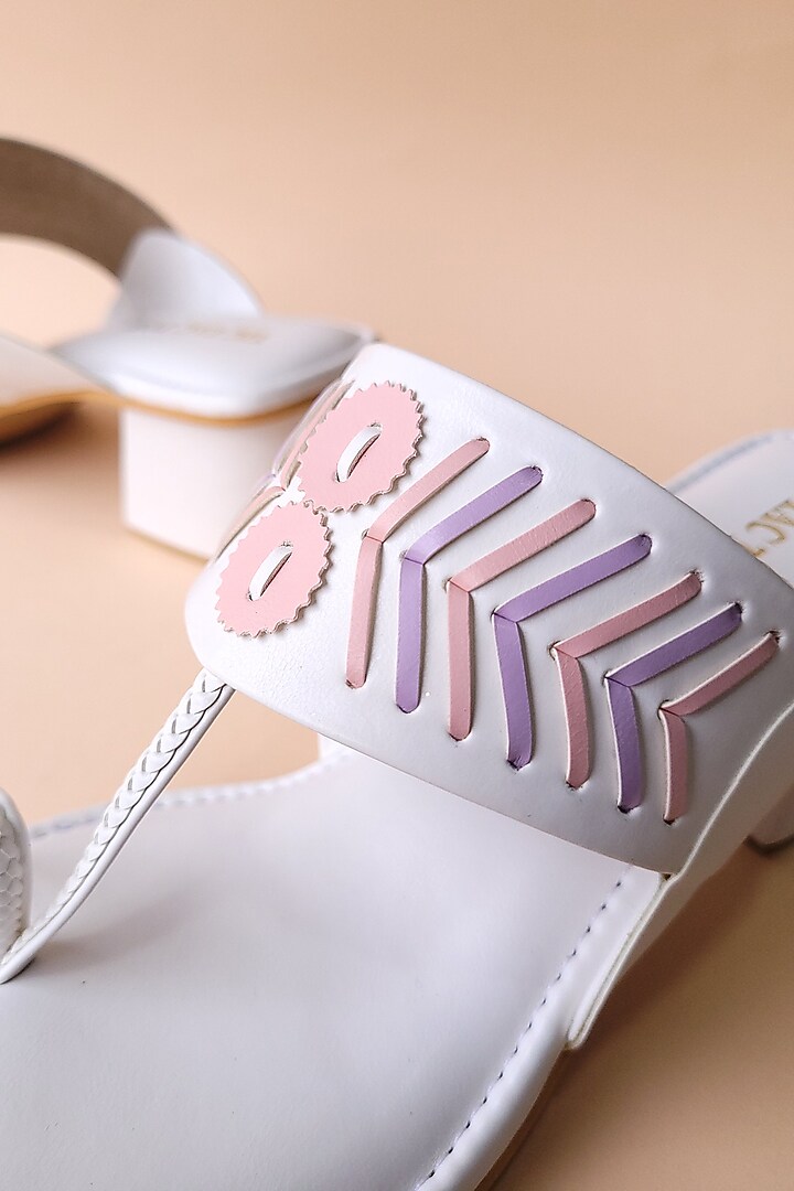 White Embroidered Kolhapuri by Tic Tac Toe at Pernia's Pop Up Shop