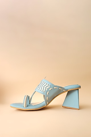 Blue Vegan Leather Kolhapuri by Tic Tac Toe