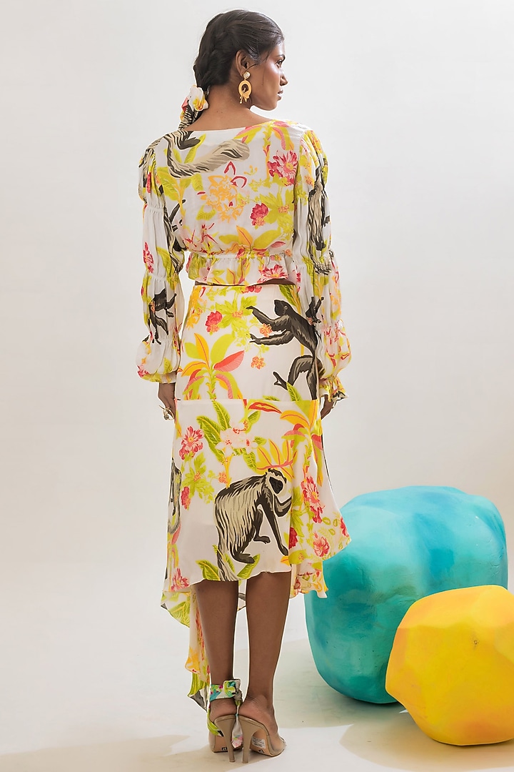 Multi-Colored Viscose Satin Crop Top by That Thing You Love at Pernia's Pop Up Shop