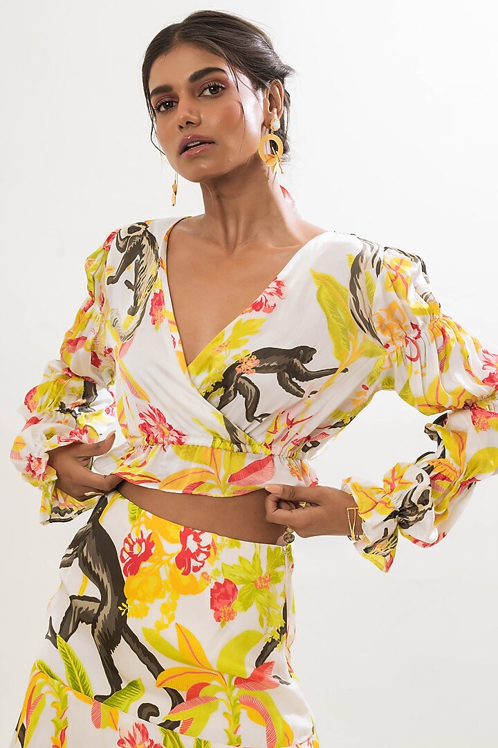 Multi-Colored Viscose Satin Crop Top by That Thing You Love at Pernia's Pop Up Shop