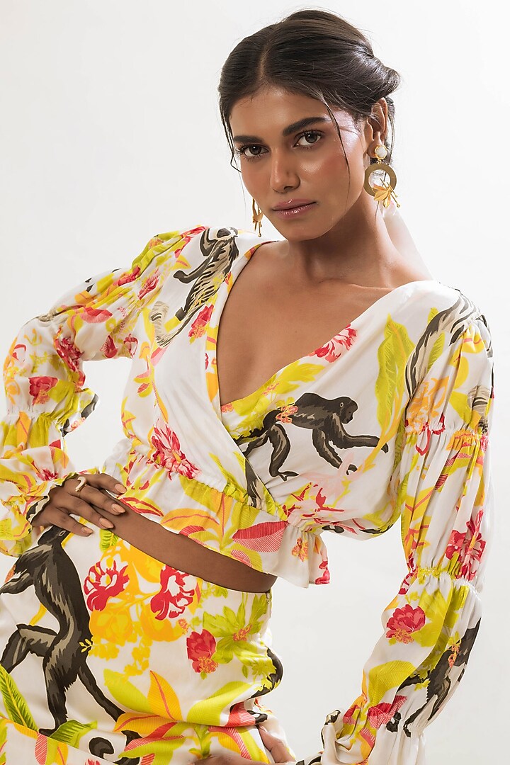 Multi-Colored Viscose Satin Crop Top by That Thing You Love at Pernia's Pop Up Shop