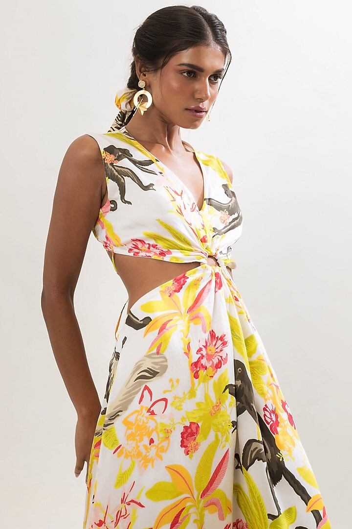 Multi-Colored Viscose Satin Printed Knee-Length Summer Dress by That Thing You Love at Pernia's Pop Up Shop