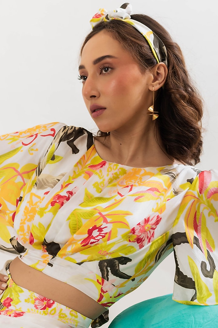 Multi-Colored Viscose Satin Draped Blouse by That Thing You Love at Pernia's Pop Up Shop