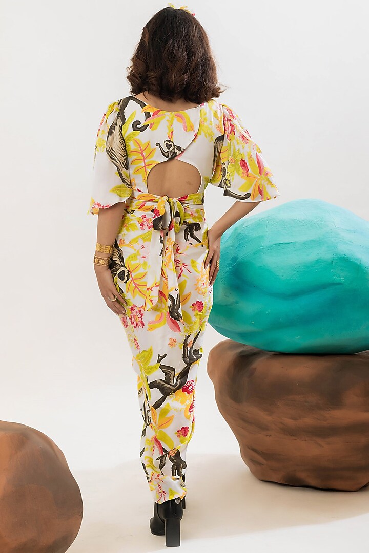 Multi-Colored Viscose Satin Draped Skirt Set by That Thing You Love at Pernia's Pop Up Shop