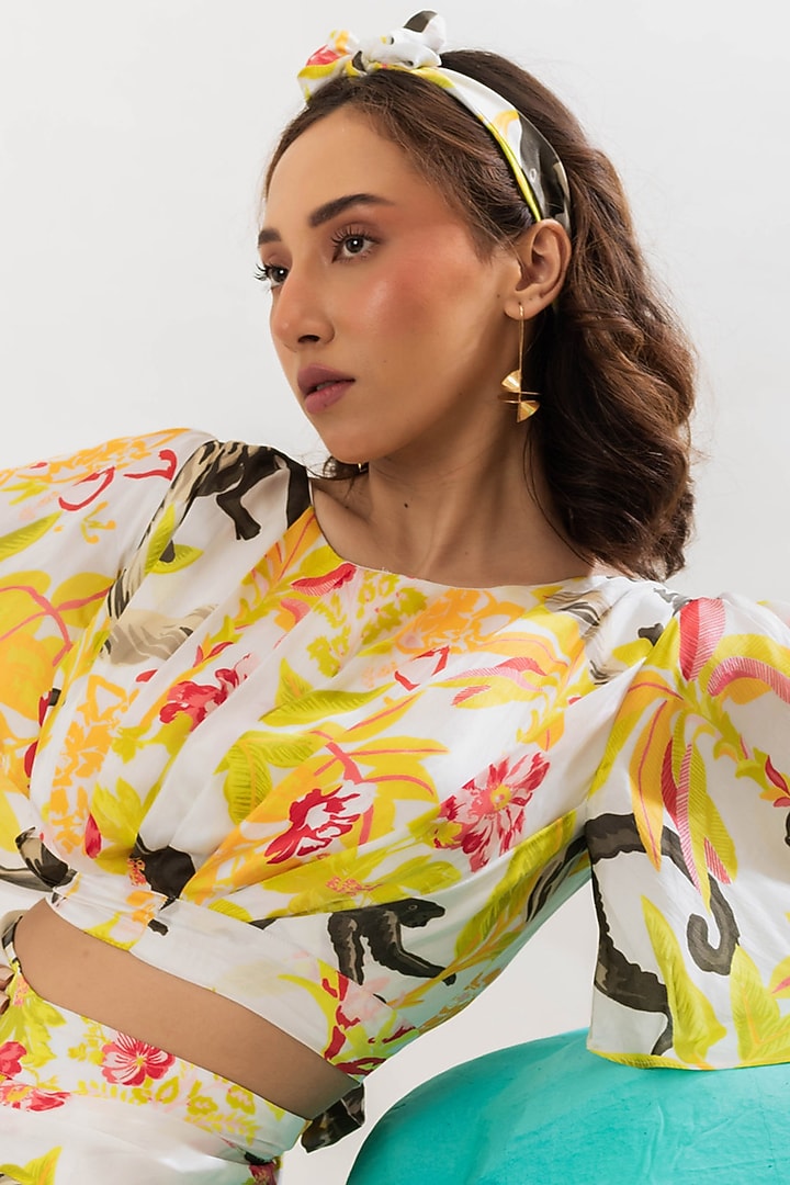Multi-Colored Viscose Satin Draped Skirt Set by That Thing You Love at Pernia's Pop Up Shop