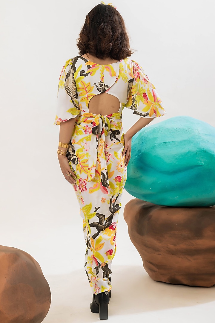 Multi-Colored Viscose Satin Draped Skirt by That Thing You Love at Pernia's Pop Up Shop
