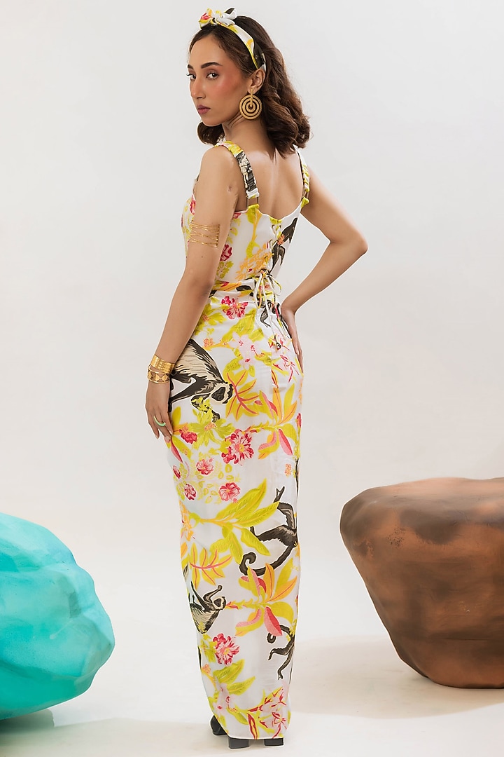 Multi-Colored Viscose Satin Draped Skirt by That Thing You Love at Pernia's Pop Up Shop