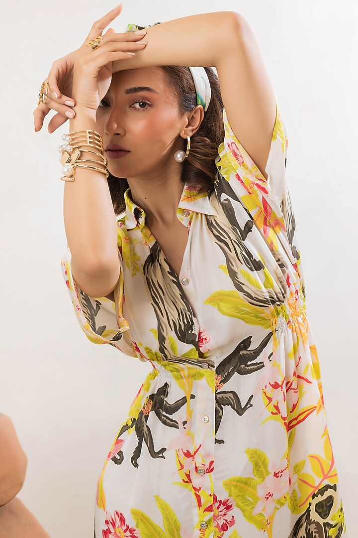 Multi-Colored Viscose Satin Printed Mini Summer Dress by That Thing You Love at Pernia's Pop Up Shop