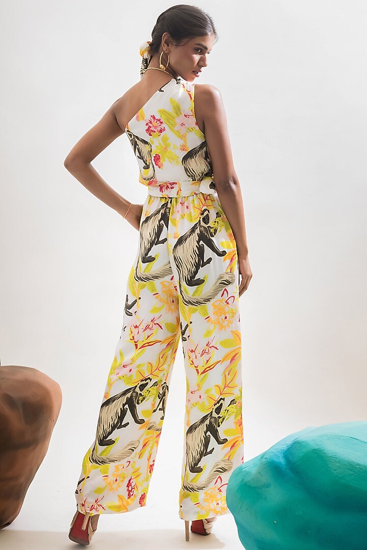 Multi-Colored Viscose Satin One-Shoulder Jumpsuit by That Thing You Love at Pernia's Pop Up Shop