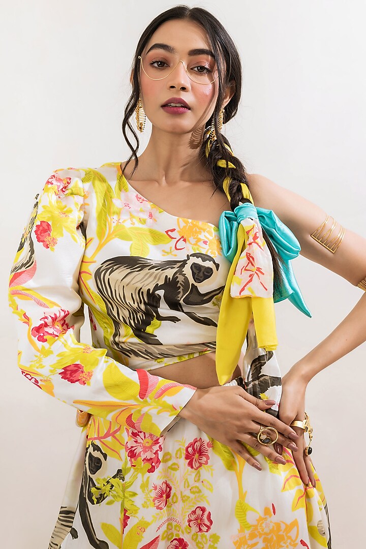 Multi-Colored Viscose Satin Printed One-Shoulder Mini Summer Dress by That Thing You Love at Pernia's Pop Up Shop