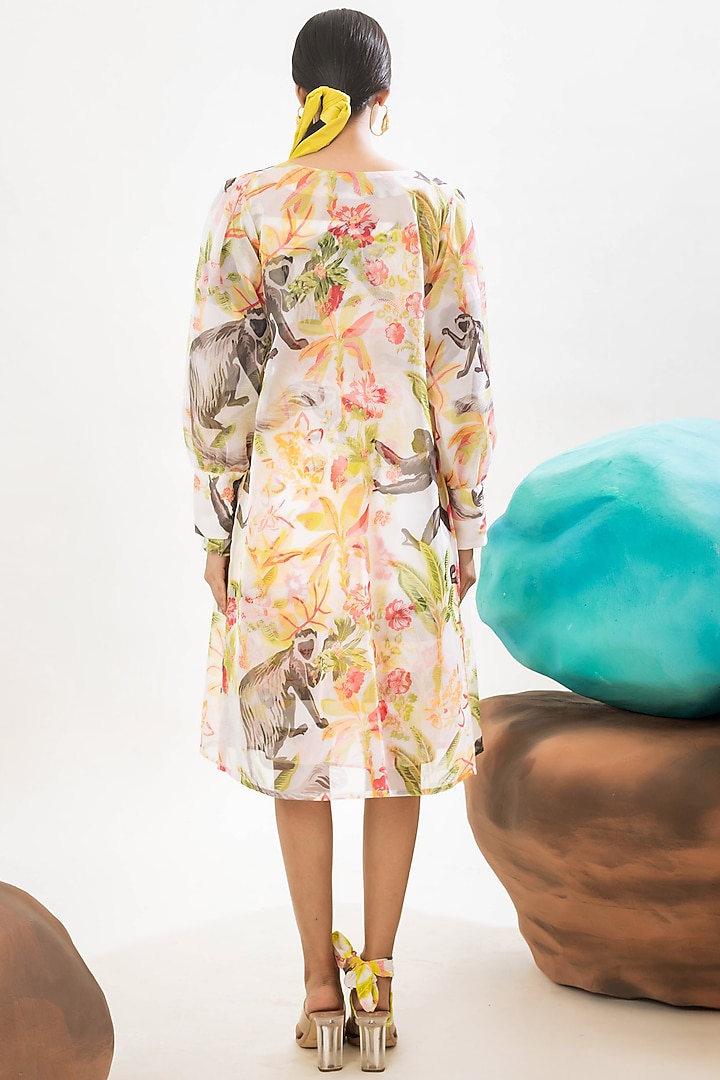 Multi-Colored Organza Printed Sheer Trench Coat With Belt by That Thing You Love at Pernia's Pop Up Shop