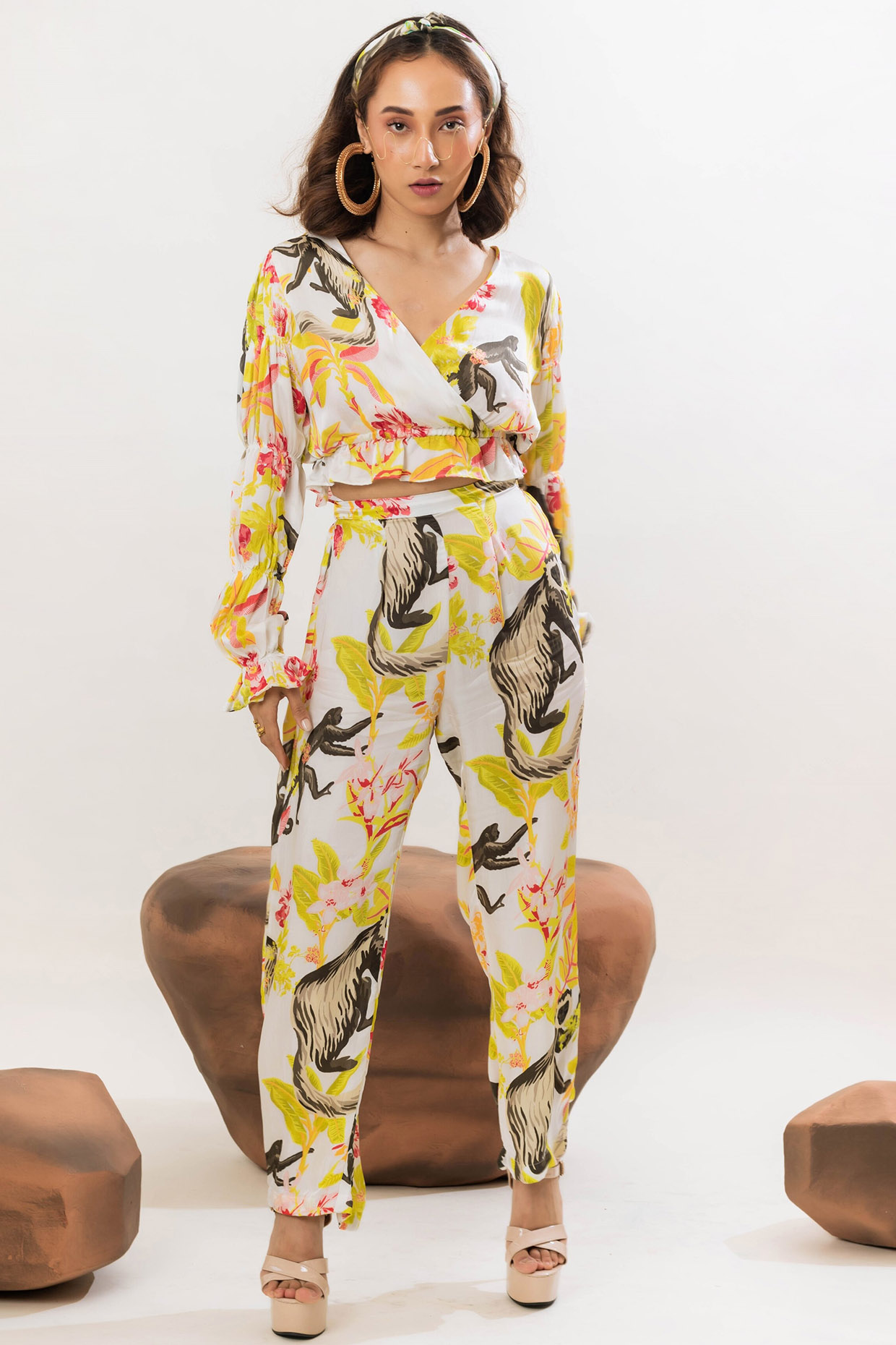 Multi Colored Viscose Satin Co Ord Set Design by That Thing You Love at