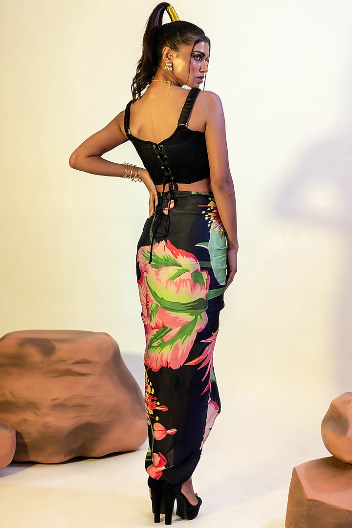 Black Viscose Satin Corset Top by That Thing You Love at Pernia's Pop Up Shop