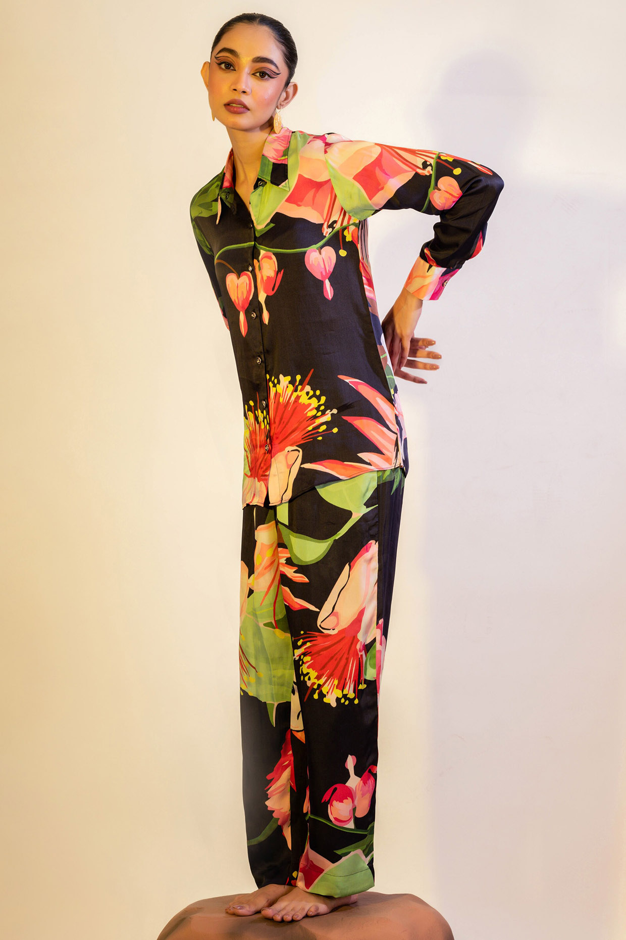 Multi-Colored Viscose Satin Printed Pants by That Thing You Love at Pernia's Pop Up Shop