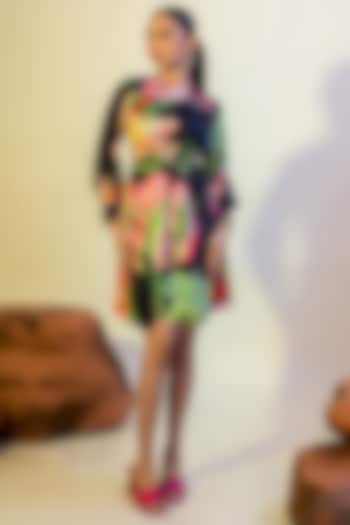 Multi-Colored Viscose Satin Printed Summer Dress by That Thing You Love at Pernia's Pop Up Shop