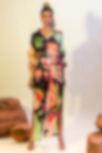 Multi-Colored Viscose Satin Printed Pants by That Thing You Love