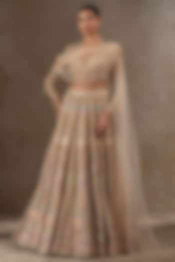 Multi-Colored Tulle Net Hand Embroidered Bridal Lehenga Set by Tarun Tahiliani at Pernia's Pop Up Shop