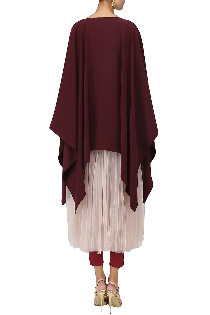 Burgundy embroidered kaftan with legging set available only at Pernia's Pop Up Shop.