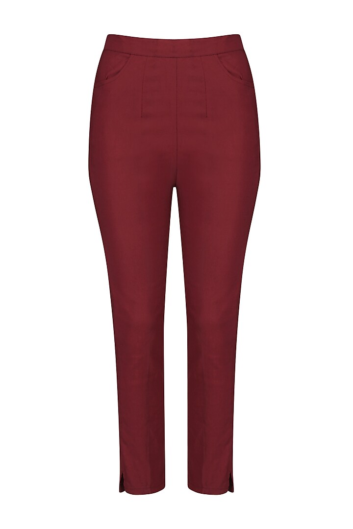 Burgundy embroidered kaftan with legging set available only at Pernia's Pop Up Shop.