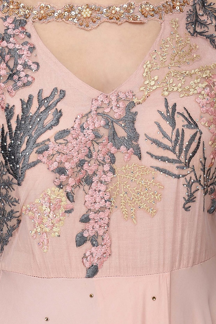 Blush pink embroidered anarkali set available only at Pernia's Pop Up Shop.