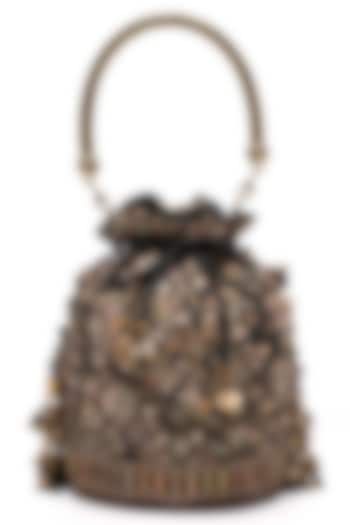Black Chanderi Potli Bag by Tarun Tahiliani Accessories at Pernia's Pop Up Shop