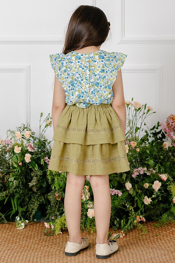 Blue Printed Top For Girls by Tribe Kids at Pernia's Pop Up Shop