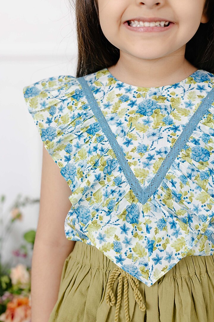 Blue Printed Top For Girls by Tribe Kids at Pernia's Pop Up Shop