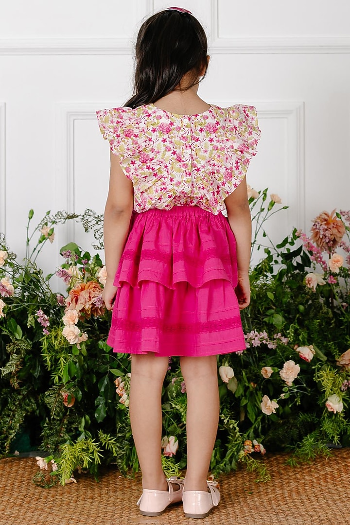 Pink Printed Top For Girls by Tribe Kids at Pernia's Pop Up Shop