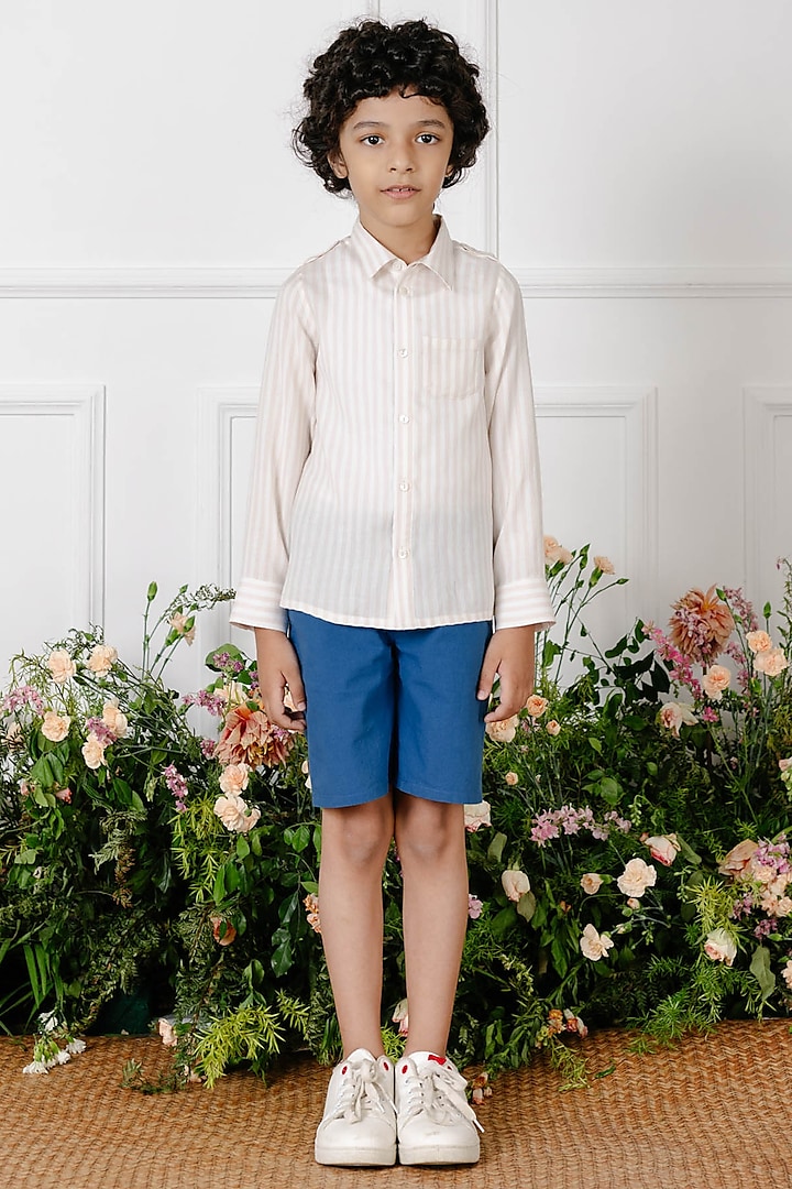 Peach Printed Shirt For Boys by Tribe Kids