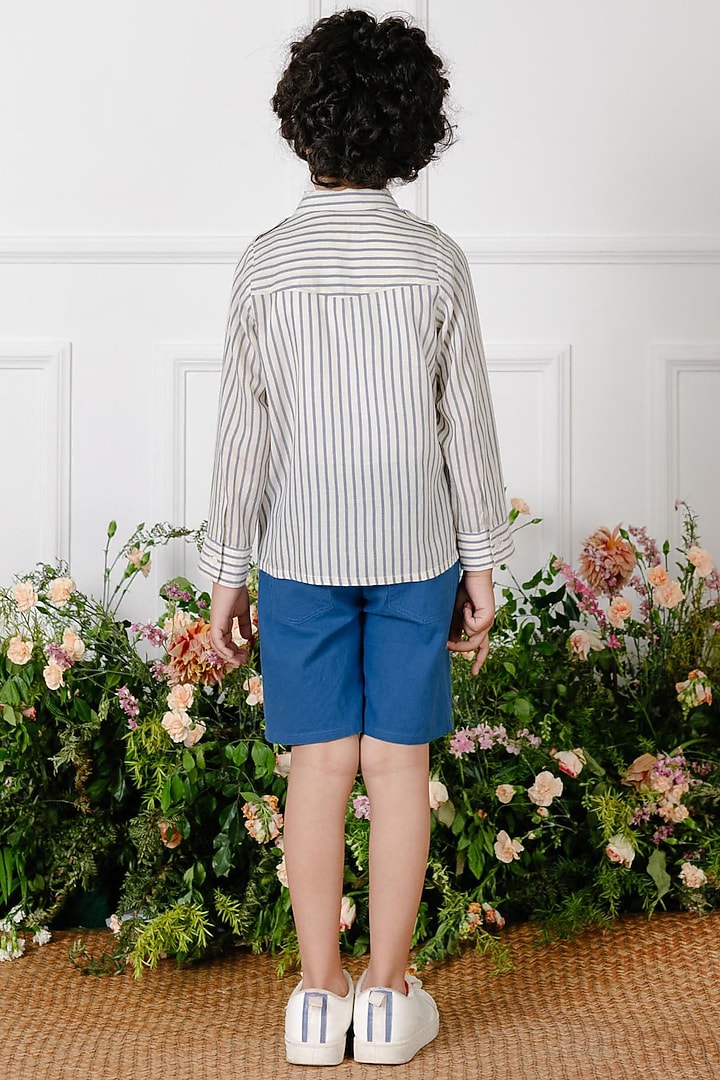 Navy Blue Cotton Shorts With Pockets For Boys by Tribe Kids at Pernia's Pop Up Shop