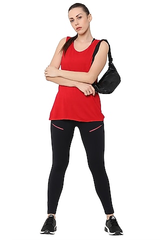 Black Zip Detailed Leggings by TUNA ACTIVE