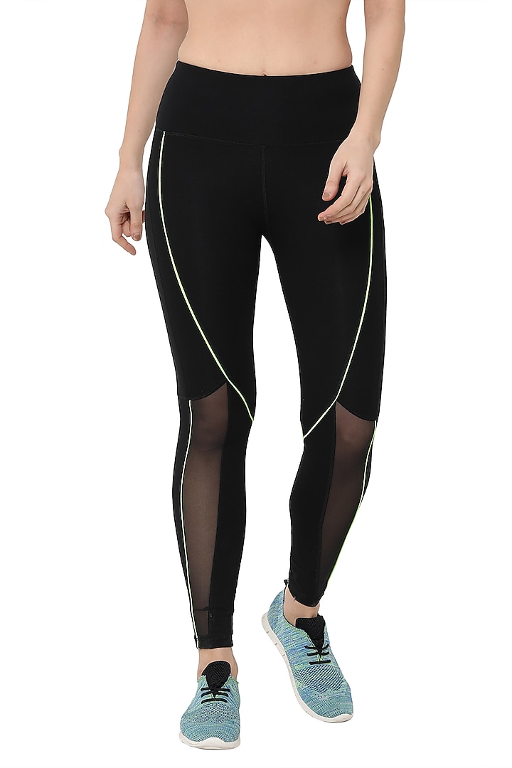 Black Striped Leggings by TUNA ACTIVE at Pernia's Pop Up Shop
