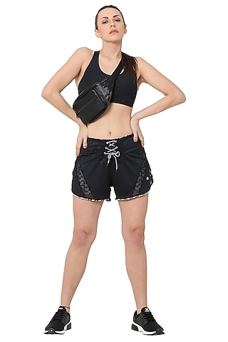 Black Printed Shorts by TUNA ACTIVE