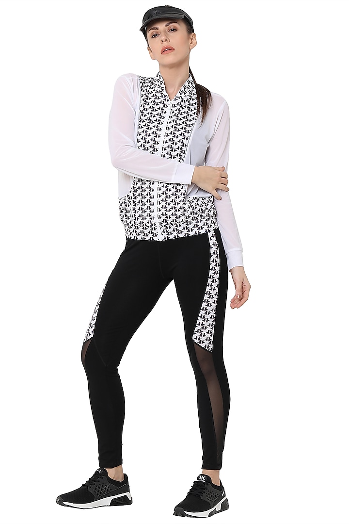White & Black Printed Tracksuit by TUNA ACTIVE at Pernia's Pop Up Shop