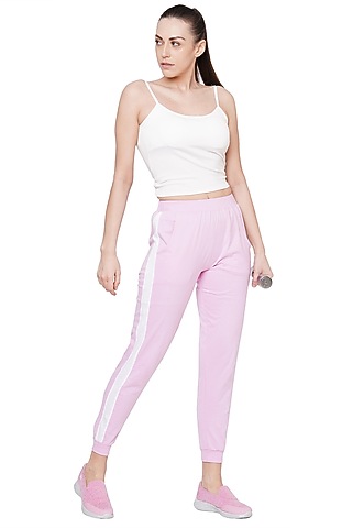 Blush Pink & White Joggers by TUNA ACTIVE