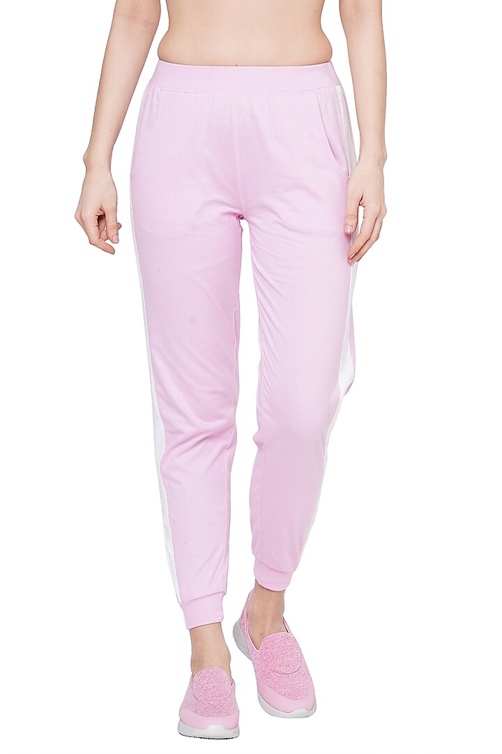 Blush Pink & White Joggers by TUNA ACTIVE at Pernia's Pop Up Shop