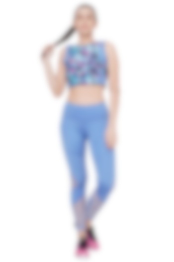 Sky Blue Poly Blended Leggings by TUNA ACTIVE