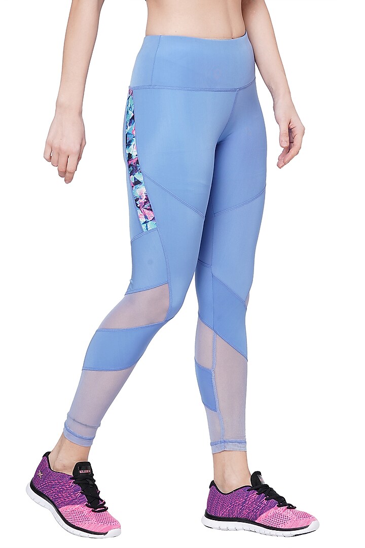 Sky Blue Poly Blended Leggings by TUNA ACTIVE at Pernia's Pop Up Shop