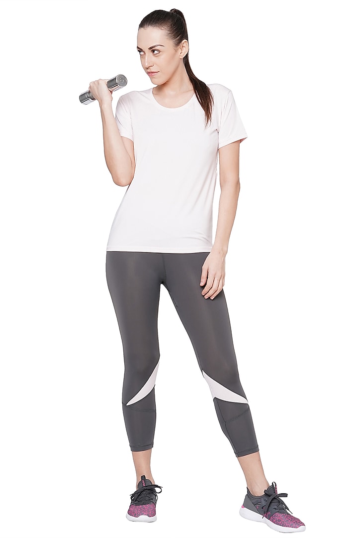 Grey Poly Blended Capri Pants by TUNA ACTIVE