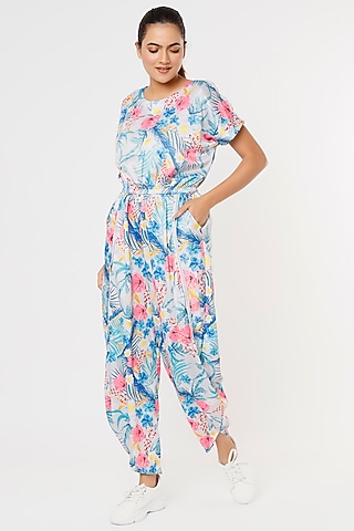 Grey Digital Printed Jumpsuit by TUNA ACTIVE