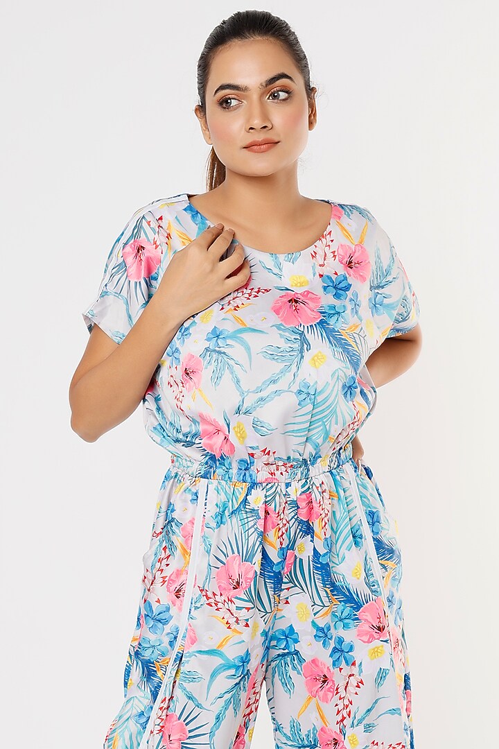 Grey Digital Printed Jumpsuit by TUNA ACTIVE at Pernia's Pop Up Shop