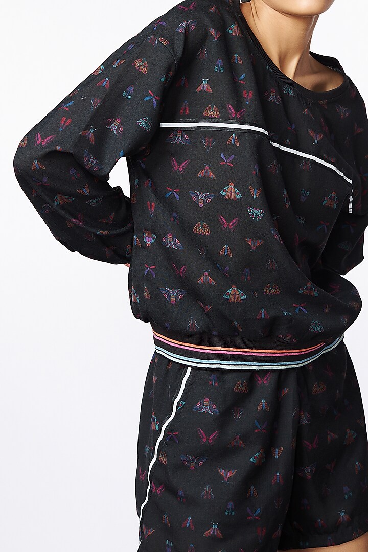 Charcoal Black Linen Printed Co-Ord Set by TUNA ACTIVE at Pernia's Pop Up Shop