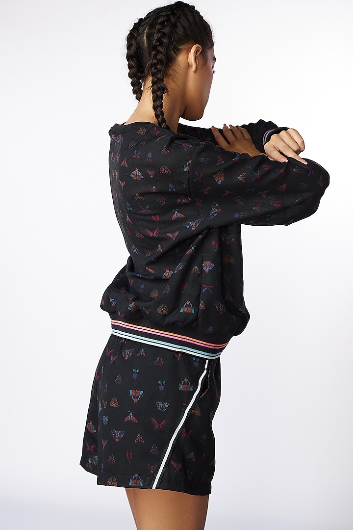 Charcoal Black Linen Printed Co-Ord Set by TUNA ACTIVE at Pernia's Pop Up Shop