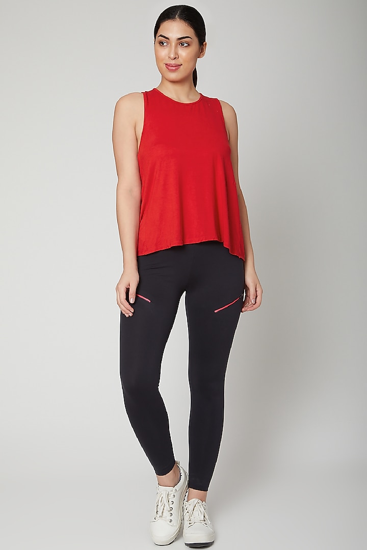 Red Tank Top With Overlap Back by TUNA ACTIVE